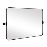 MOONMIRROR Modern Tilting Pivot Bathroom/Vanity Mirror Rounded Rectangle Mirror Matte Black Adjustable Swivel Wall Mirror| Stainless Steel Frame