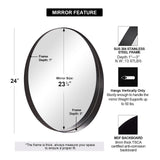 Black Round Mirror Round Bathroom mirrors Large Circle Wall Mirror Stainless Steel Metal Frame with Thickness 1" to 3" Design