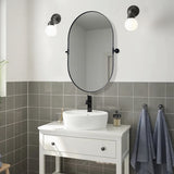 Modern Pill Shaped Pivot Mirrors Swivel Tilting Bathroom Vanity Capsule Mirrors Hangs Vertical