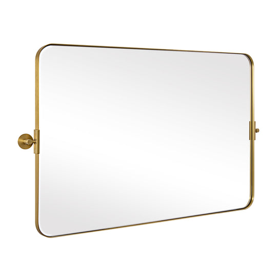 Horizontally Tilting Pivot Rectangle Mirrors for Bathroom | Stainless Steel Frame