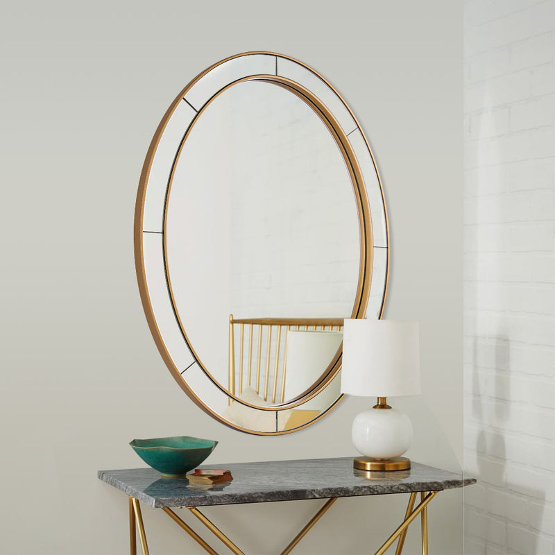 Brass Gold Oval Mirror Oval Window Mirror Glass Tiles Wall Decor Mirror