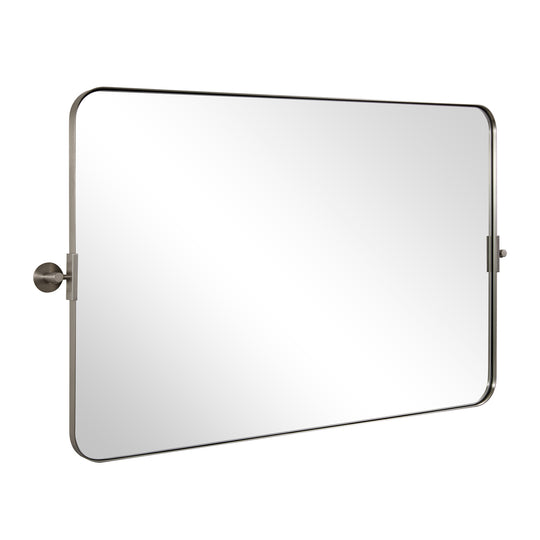 Horizontally Tilting Pivot Rectangle Mirrors for Bathroom | Stainless Steel Frame