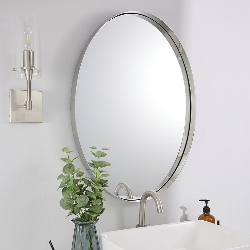 Oval Bathroom Mirror| Stainless Steel Frame - 2 inch Framed Depth
