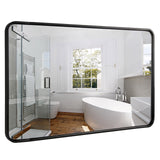 ANDY STAR Modern Rounded Rectangle Mirror Matte Black Bathroom/Vanity Mirror Wall Mounted Vertically or Horizontally