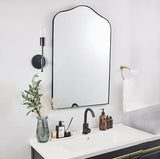 Antique Scalloped Arch Mirror Metal Framed Arched Bathroom Mirror Black,Gold