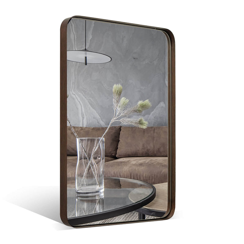 Contemporary Bathroom Vanity Mirror Rounded Rectangle Wall Mirror | Stainless Steel Framed (Horizontal/Vertical)