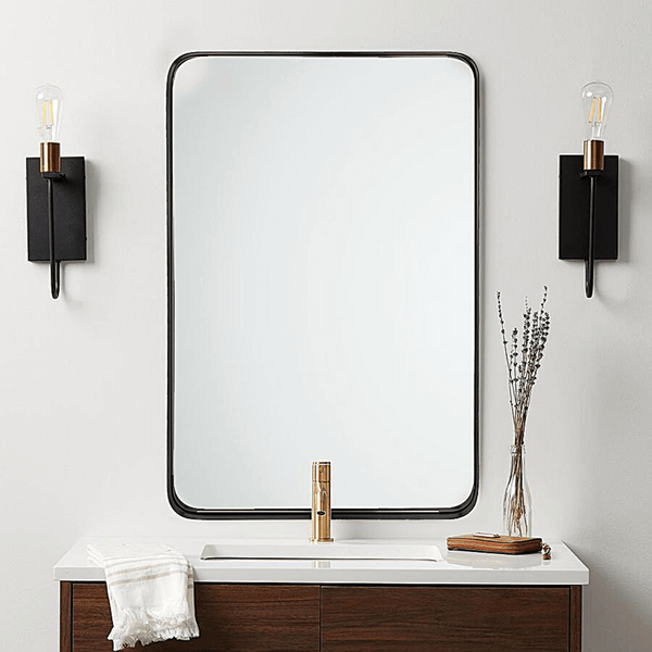 Stainless Steel Angle Frame Mirror with Shelf 0605 - Commercial Bathroom Mirror
