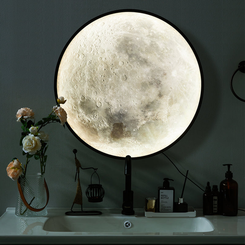 Afstemning kalligrafi elevation Luminous Moon Mirror LED Light Decor Wall Mirror Illuminated Moon| Moon  Mirror