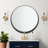 Black Round Mirror Round Bathroom mirrors Large Circle Wall Mirror Stainless Steel Metal Frame with Thickness 1" to 3" Design