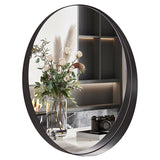 Black Round Mirror Round Bathroom mirrors Large Circle Wall Mirror Stainless Steel Metal Frame with Thickness 1" to 3" Design