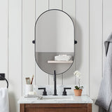 Modern Pill Shaped Pivot Mirrors Swivel Tilting Bathroom Vanity Capsule Mirrors Hangs Vertical