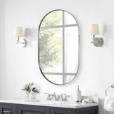 Polished Chrome Pill Shaped Mirror Capsule Mirror Stainless Steel Frame Wall Mounted Vertical or Horizontal