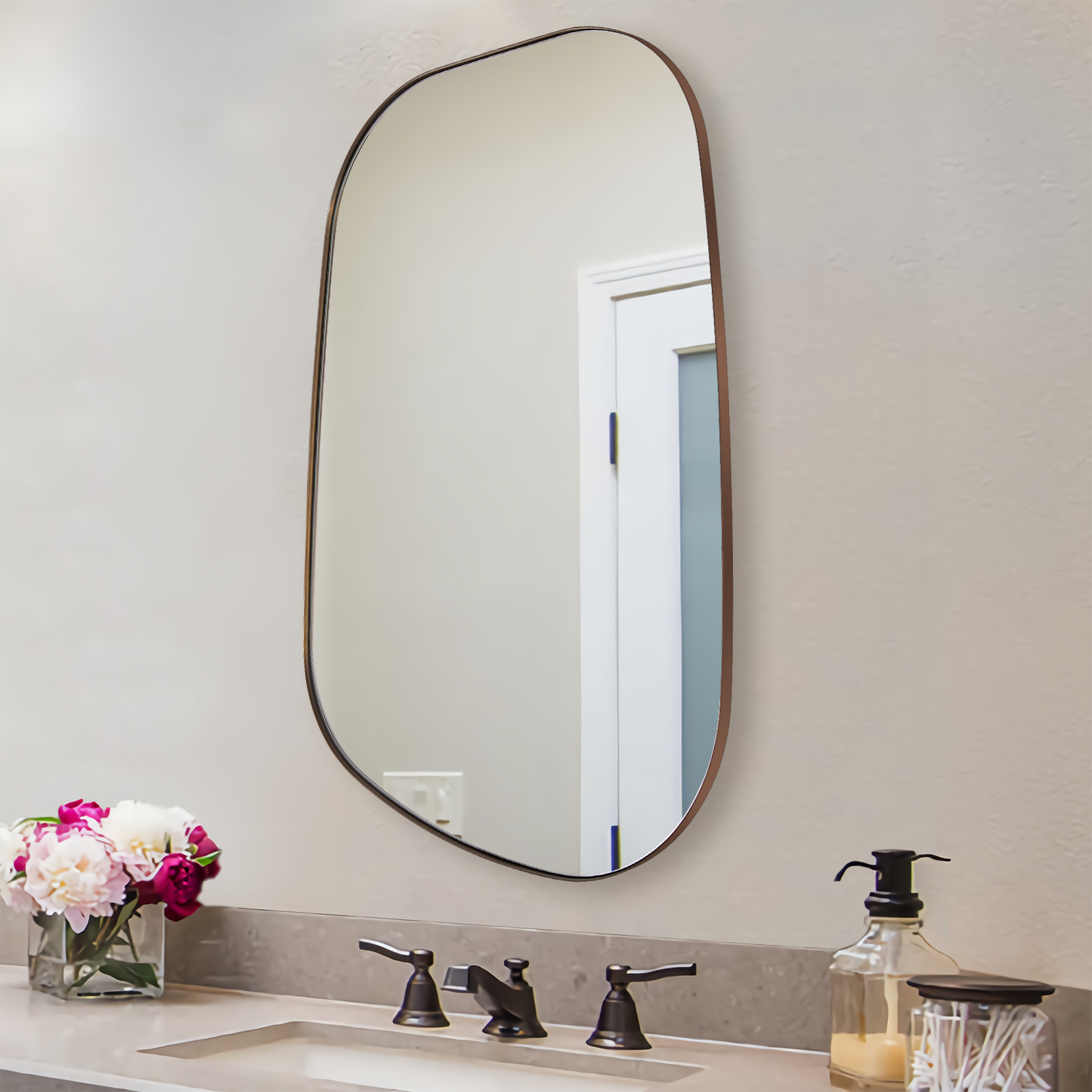 Irregular Bathroom Mirror Asymmetrical Irregular Wall Mirror#color_brushed bronze