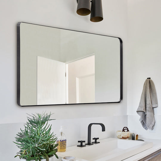ANDY STAR® Contemporary Rounded Rectangle Mirror for Bathroom/Vanity / Wall | Stainless Steel Frame