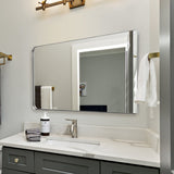 Contemporary Bathroom Vanity Mirror Rounded Rectangle Wall Mirror | Stainless Steel Framed (Horizontal/Vertical)