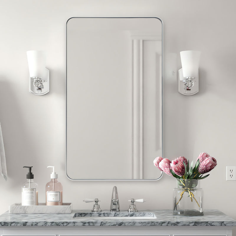 Modern & Contemporary Metal Frame Round Rectangle Mirrors Bathroom ...