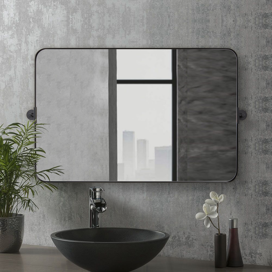 Matte Black Pivot Tilt Rectangle Bathroom/ Vanity Mirrors | Stainless Steel Frame