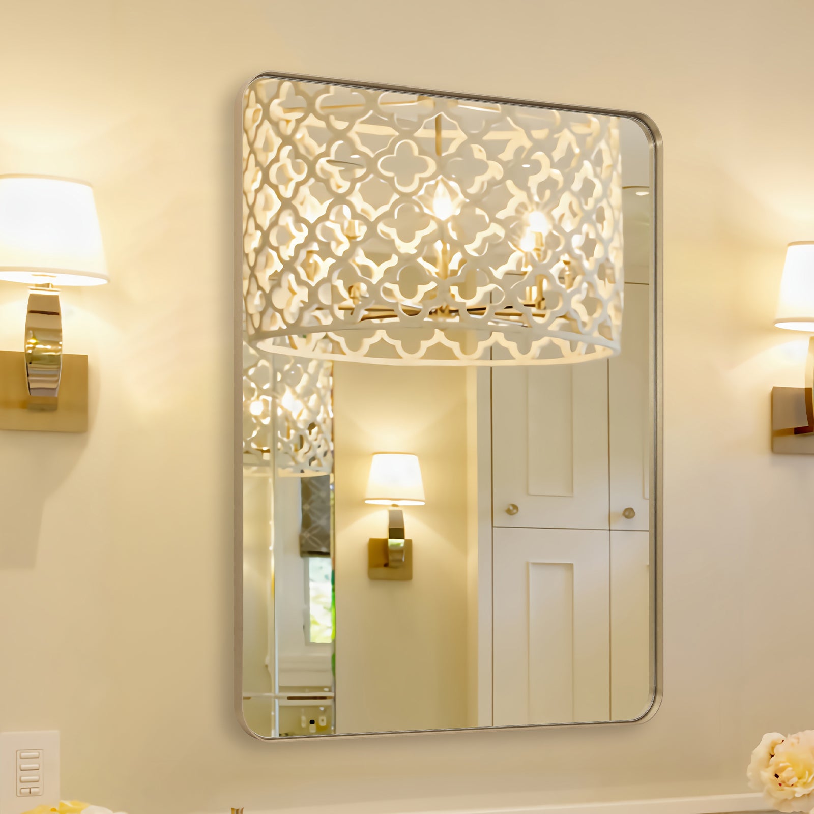 Modern & Contemporary Metal Frame Round Rectangle Mirrors  Bathroom/Vanity Mirrors