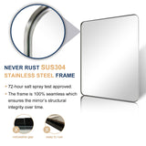 Stainless Steel Framed Modern Polished Chrome/Silver Rectangle Mirrors for Bathroom Mounted Horizontal Or Vertical