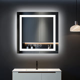 MIRROTREND LED Bathroom Mirror with Lights  Framless Rectangle Mirror Dimmable Front Lights + Backlit Anti-Fog
