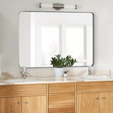 ANDY STAR® Modern Brushed Nickel Rounded Rectangular Bathroom Vanity/ Mirror Stainless Steel Metal Framed Wall Mounted Horizontal or Vertical