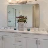 Contemporary Bathroom Vanity Mirror Rounded Rectangle Wall Mirror | Stainless Steel Framed (Horizontal/Vertical)