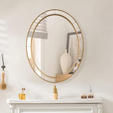 Brass Gold Oval Mirror Oval Window Mirror Glass Tiles Wall Decor Mirror