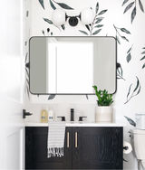 Open Box Like New: Modern Tilting Pivot Bathroom Mirror Rounded Rectangle Vanity Mirror Matte Black Metal Framed Adjustable Swivel Wall Mirror