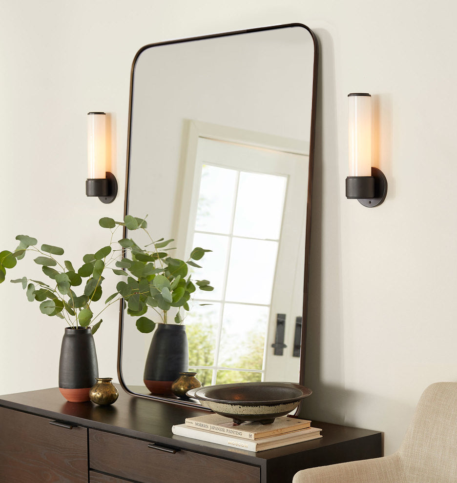 Modern Brushed Bronze Rounded Rectangle Bathroom/ Vanity Mirror| Stainless Steel Frame