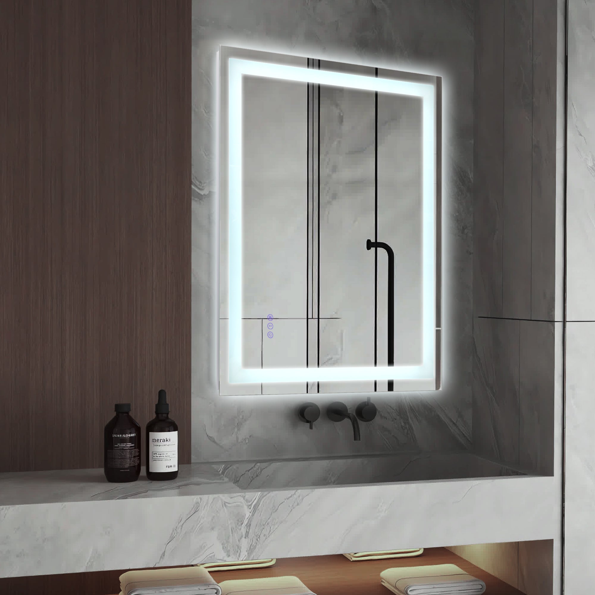 MIRROTREND LED Bathroom Mirror with Lights Framless Rectangle Mirror Dimmable Front Lights + Backlit Anti-Fog