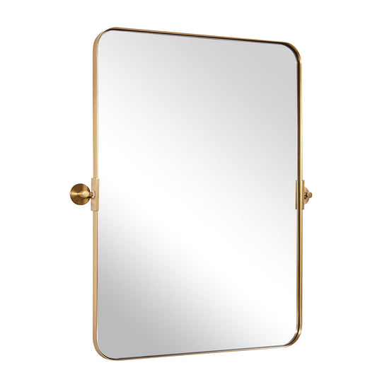 Modern Gold Tilting Rectangle Pivot Mirrors for Bathroom with Stainless Steel Frame