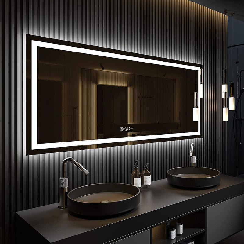LED Bathroom Vanity Mirror with Lights Sleek  Modern Design Dimmable   Anti-Fog