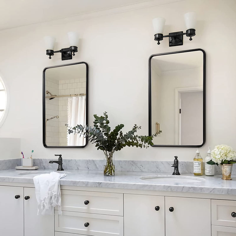 ANDY STAR Modern Rounded Rectangle Mirror Matte Black Bathroom/Vanity Mirror Wall Mounted Vertically or Horizontally