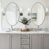 ANDY STAR® Modern Brushed Nickel Oval Mirror Bathroom/Vanity Mirror | Stainless Steel Frame | Wall Mount Horizontal/Vertical