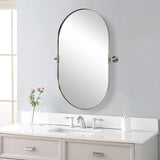 Modern Pill Shaped Pivot Mirrors Swivel Tilting Bathroom Vanity Capsule Mirrors Hangs Vertical