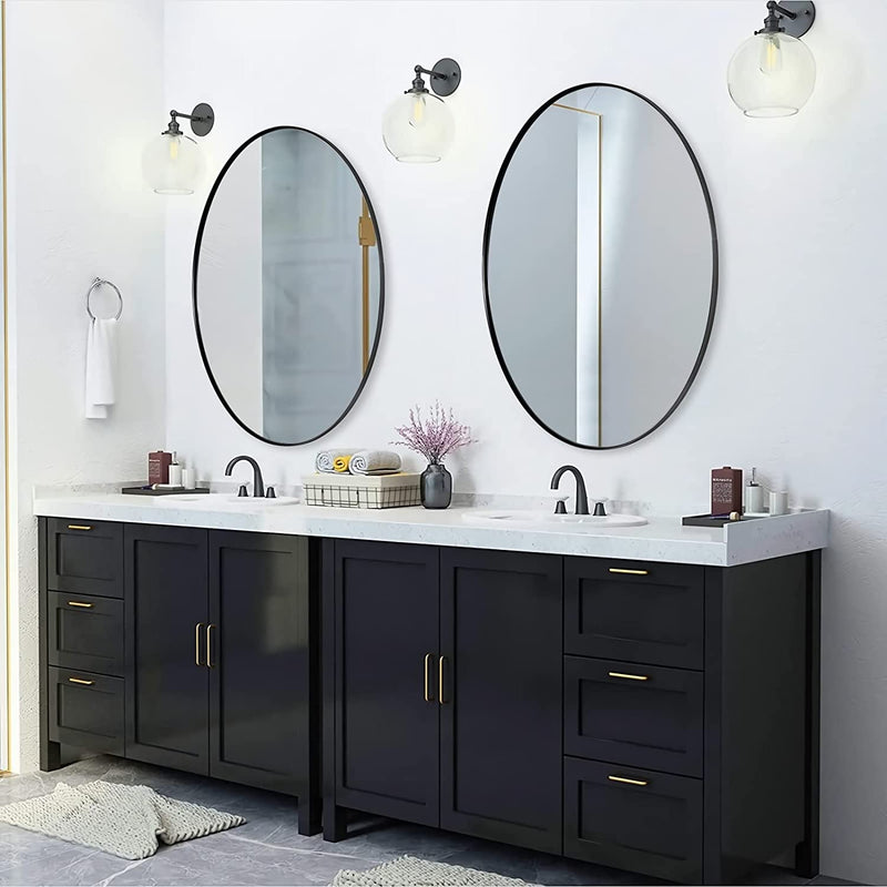 [Canada Warehouse] ANDY STAR® Oval Bathroom Vanity Mirror Black Gold Stainless Steel Framed | Wall Mounted Vertically & Horizontally