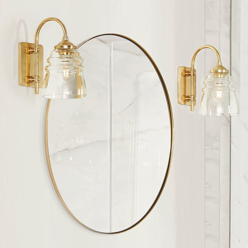 ANDY STAR® Brushed Gold Oval Mirror Bathroom Oval Vanity Mirror | Stainless Steel Frame | Wall Mounted Horizontal&Vertical