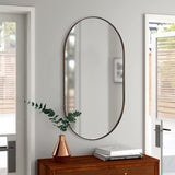 ANDY STAR® Brushed Bronzed Pill Shape Wall Mirror Capsule Bathroom/Vanity Mirror Stainless Steel Framed |Mounted Horizontal/Vertical