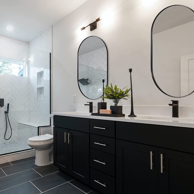 ANDY STAR® Contemporary Pill Shape Mirror Capsule Wall Mirror Bathroom Vanity Mirror Stainless Steel Frame | Wall Mount Horizontal/Vertical