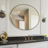 ANDY STAR® Brushed Gold Oval Mirror Bathroom Oval Vanity Mirror | Stainless Steel Frame | Wall Mounted Horizontal&Vertical