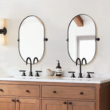 Modern Pill Shaped Pivot Mirrors Swivel Tilting Bathroom Vanity Capsule Mirrors Hangs Vertical