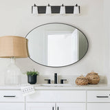ANDY STAR® Matte Black Oval Mirror Stainless Steel Frame Bathroom Oval Mirror | Wall Mount Horizontal&Vertical