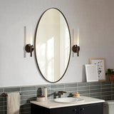 ANDY STAR® Vintage Brushed Bronzed Oval Bathroom Wall Mirrors Metal Stainless Steel Frame | Mounted Horizontal&Vertical