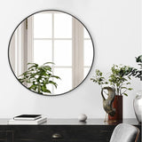 Modern Black Round Mirror Industrial Bathroom Round Vanity Mirror Circle Wall Mirror