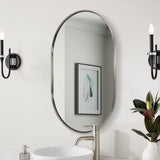 ANDY STAR Pill Shaped Bathroom Mirror Metal Tube Framed Capsule Shape Oval Mirror