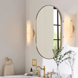 ANDY STAR® Brushed Gold Pill Shape Mirror Edge Capsule Wall Mirror For Bathroom Stainless Steel Framed | Wall Mounted Horizontal/Vertical Gold
