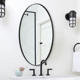 ANDY STAR® Matte Black Oval Mirror Stainless Steel Frame Bathroom Oval Mirror | Wall Mount Horizontal&Vertical