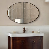 ANDY STAR® Vintage Brushed Bronzed Oval Bathroom Wall Mirrors Metal Stainless Steel Frame | Mounted Horizontal&Vertical