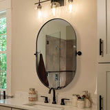 Modern Pill Shaped Pivot Mirrors Swivel Tilting Bathroom Vanity Capsule Mirrors Hangs Vertical