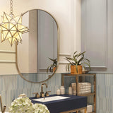 ANDY STAR® Brushed Gold Pill Shape Mirror Edge Capsule Wall Mirror For Bathroom Stainless Steel Framed | Wall Mounted Horizontal/Vertical Gold